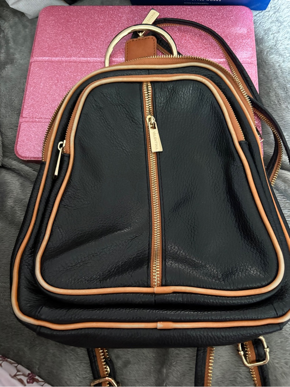 Valentina black and brown leather bag or purse